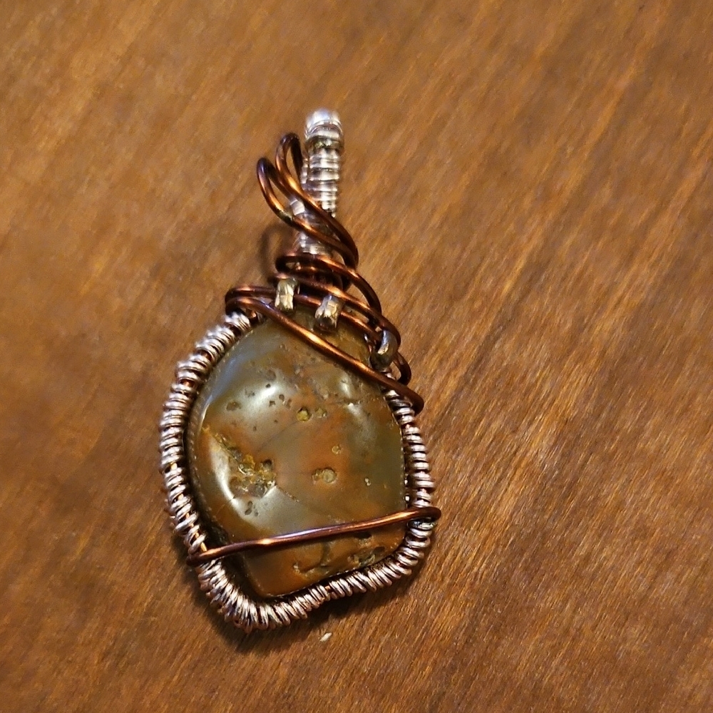 Handcrafted Brown Jasper Wire-Wrapped Pendant